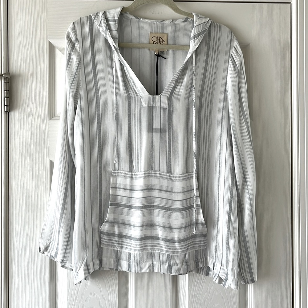 Chaser NWT SIZE MED Striped Shirt Hoodie